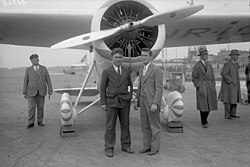 Wiley Post with Harold Gatty in Germany, 1931