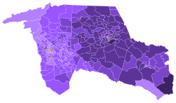 2010 GOP primary runoff results by precinct: Inglis 50–60% Gowdy 50–60% 60–70% 70–80% 80–90% 90–100% Tie