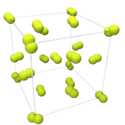 Cube with spinning molecules on its corners and its faces