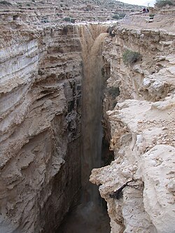 Flash flood in Ein Avdat, Negev, Israel
