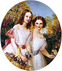 Portrait of Princesses Alexandra and Dagmar by Elisabeth Jerichau Baumann (1856)