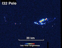 Infrared image showing night-time thermal emission from the lava lake Pele