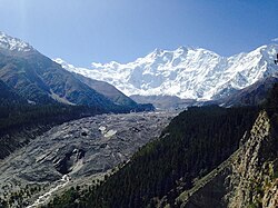 Glacial retreat in Nanga Parbat, Pakistan