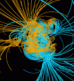 A visual representation of the Glatzmaier model after dipole reversal