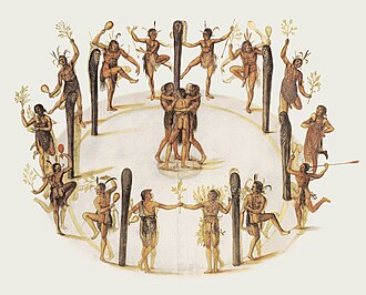 Watercolour by John White of Roanoke Indians