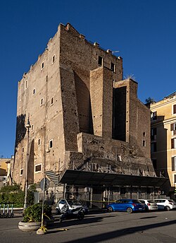 The Torre dei Conti was one of the many towers built by the noble families of Rome to mark their power and defend themselves in the several feuds that marked the city in the Middle Ages. Only the lower third part of Torre dei Conti can be seen today.