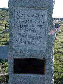 Marker of Sacajawea's assumed grave, Fort Washakie, Wyoming