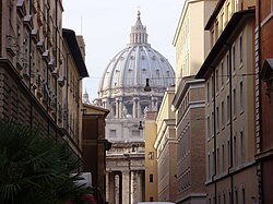View of the dome of Saint Peter's Basilica from Borgo Santo Spirito