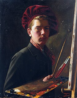 A self-portrait by Lander