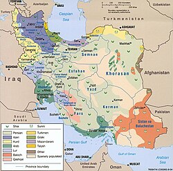 Colour-coded map of Iran's ethnic groups