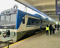 An TLF-503 train approaching Puerto Varas Train Station