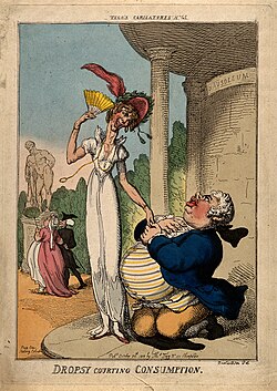 "Dropsy Courting Consumption", published October 25, 1810 in Tegg's Carricatures n° 45, printed at 111 Cheapside