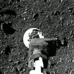 OSIRIS-REx collecting a surface sample from asteroid 101955 Bennu in 2020— (Full-sized image)
