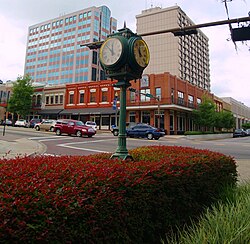 The old clock at the corner of Park Avenue and Monroe Street in Downtown Tallahassee