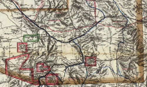 Map of southeastern Arizona Territory, including Tucson and Tombstone, in 1880