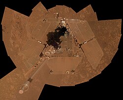Self-portrait of Opportunity near Endeavour Crater on the surface of Mars (January 6, 2014).