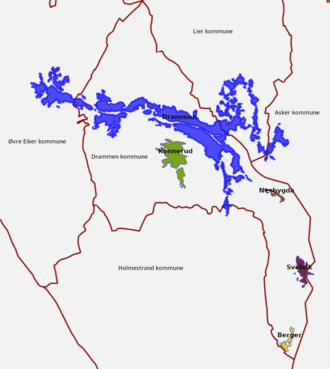 Map of the urban area of Drammen 2021
