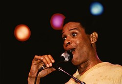Al Jarreau during a concert at the Philipshalle, Düsseldorf, in early 1981