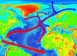 Gulf Stream route around Iceland