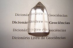 Clear quartz crystal demonstrating transparency