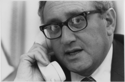 Kissinger in the West Wing as National Security Adviser in April 1975