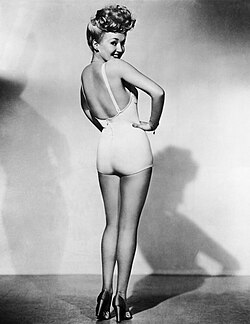 Grable's iconic over-the-shoulder pose from 1943 was a World War II bestseller, showing off her "Million Dollar Legs".