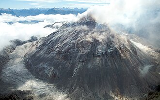 Image of the rhyolitic lava dome of Chaitén Volcano during its 2008–2010 eruption.