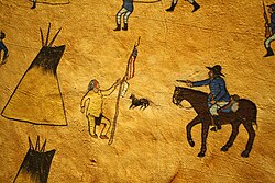 Portion of heraldic painting depicting Black Kettle at Sand Creek. (Buffalo Bill Center of the West)