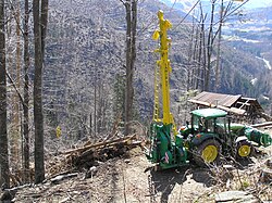 Cable logging in French Alps (cable grue Larix 3T)