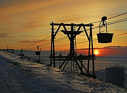 Abandoned aerial tramway previously used for transporting coal