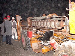 Large hole drilling rig for blast-hole drilling at salt mine Haigerloch-Stetten