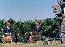 Walter Cronkite of CBS News interviewing Kennedy in Cape Cod, Massachusetts on September 2, 1963, about U.S. involvement in Vietnam