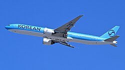An Boeing 777-300ER of Korean Air, the flag carrier of South Korea