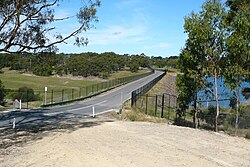 Graydens Road causeway across the reserve.