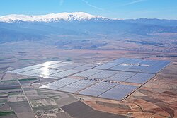 Thermal energy storage. The Andasol CSP plant uses tanks of molten salt to store solar energy.