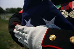 A flag prepared for presentation to the next of kin