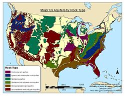 Map of major US aquifers by rock type