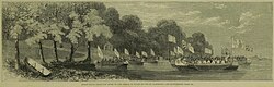 Grand canoe reception for the Prince of Wales on the St. Lawrence, 1860
