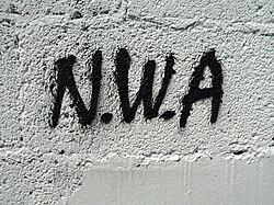 Graffiti of the N.W.A logo