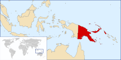The location of Papua New Guinea