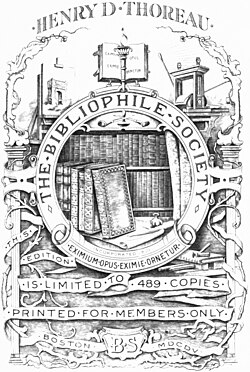 The Bibliophile Society of Boston art from a limited edition book by Henry David Thoreau