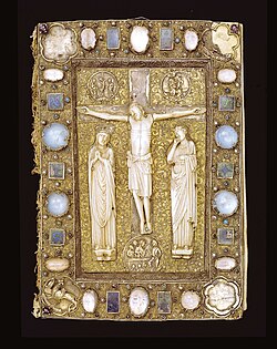Gilt front cover adorned with walrus ivory on the Horne Book, Denmark, 13th century