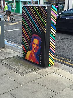 Maureen O'Hara themed street furniture in Ranelagh, Dublin, her native village