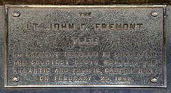 Plaque at Henry Cowell Redwoods State Park, Redwood Grove trail, where Frémont camped in 1846