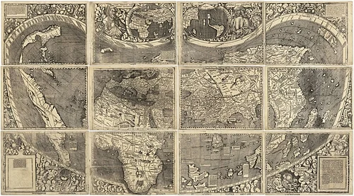 Universalis Cosmographia, Waldseemüller's 1507 world map—the first to show the Americas separate from Asia