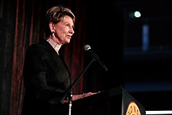 Barrett speaking at Arizona State University's Sandra Day O'Connor College of Law in November 2017