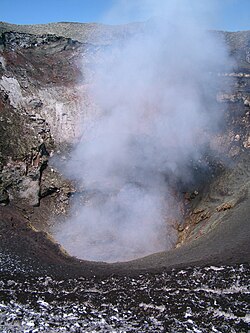 Degassing at the summit crater of Villarrica, Chile