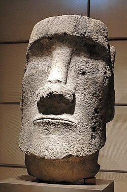 Original moai at the Louvre Museum, in Paris