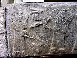 Libation offering to the Luwian moon god Arma on a relief from Arslantepe