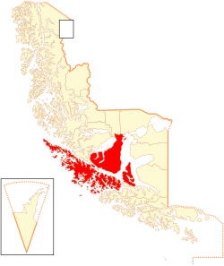 Map of the Punta Arenas commune in Magallanes Region